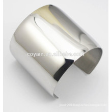 Womens Shiny metal steel Long wide silver cuff bracelet bangles